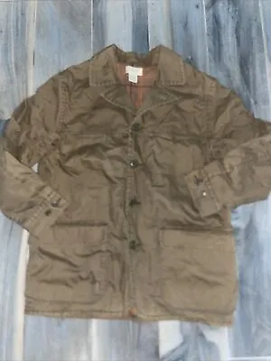 J.Crew Mens Brown/khaki Cotton Pockets Button Front Utility Jacket L • $20