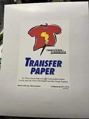 NEW Sealed Austin James T-Shirt Transfer Paper 10 Sheets Ink Jet Printer 8.5x11 • $4