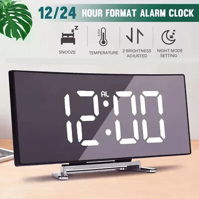 $16.89 • Buy Bedside LED Digital Alarm Clock Temperature Snooze Table Time Mirror Display New