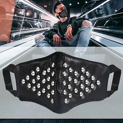 Men's Punk Leather Studded Half Face Mouth Mask Outdoors Cycling Biker Masks • $12.99