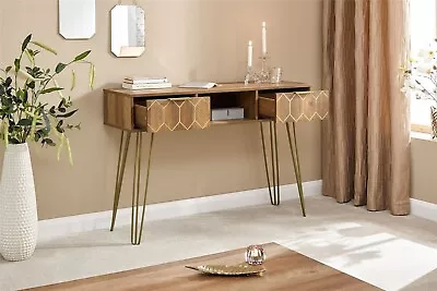 Orleans 2 Drawer Console Desk Table Mango- Local Delivery Only • £135