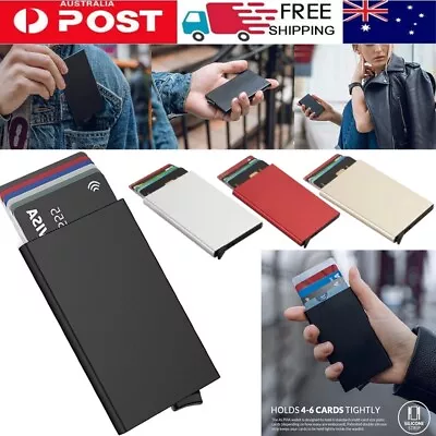 $10.88 • Buy Pop Up Wallet Slim Credit Card Holder For Men Women RFID Blocking Aluminum Case