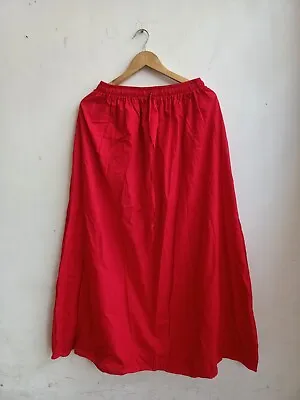 Indian Cotton Red Solid Long Skirt Women's Clothing Party Wear Plain Skirts AU • $33.34