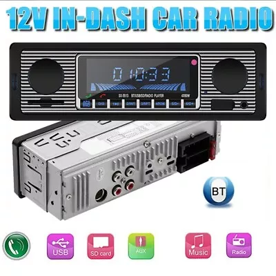 Vintage Car Radio Stereo Modern Bluetooth MP3 Player FM AUX SD Host Single Din • $18.78