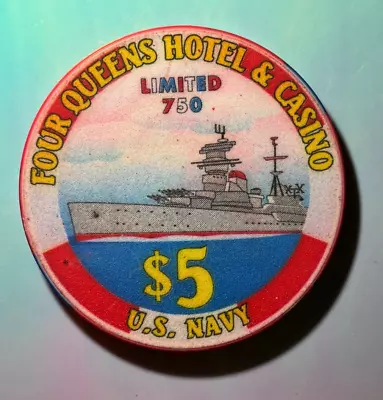 ⚡️❄️ Casino Chip OMG 😳 $5 Four Queens US Navy Las Vegas ⚡️❄️⚡️❄️ • $1