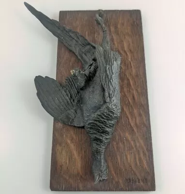 PJ Mene Dead Game Foul Bronze On Wood Plaque Antique (As-Is) • $294