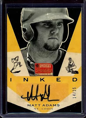 MATT ADAMS ~ 2013 Panini America's Pastime Inked Autograph AUTO #33 (#14/25) • $14.90