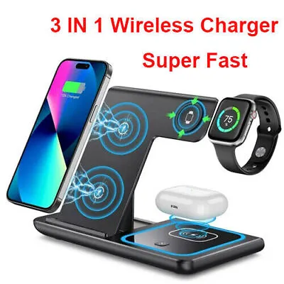 3 In 1 Wireless Charger Dock Charging Station For Apple Watch IPhone And Airpods • £16.14