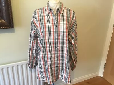 Marc O'Polo Ladies Orange Mix Check Long Shirt With Gathered Sleeves Size 16/42 • £14.99