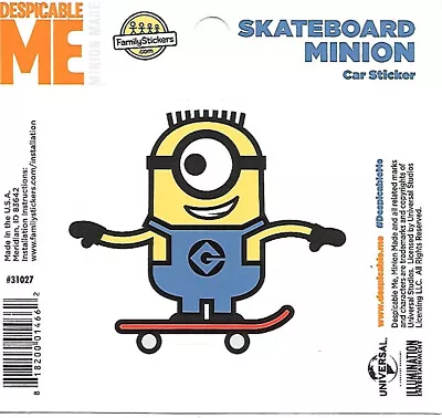 Despicable Me Skateboard Minion Figure Peel Off Car Sticker Decal NEW UNUSED • $2.99