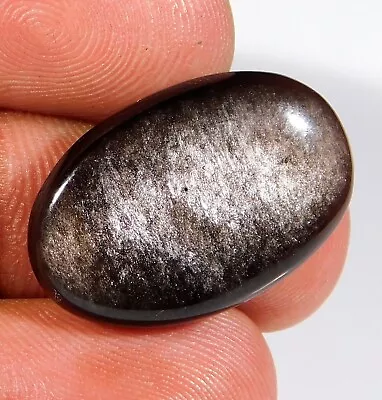 15.ct Natural Silver Sheen Fire Obsidian Oval Cabochon Jewelry Gemstone A2=256 • $9.13