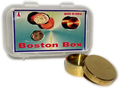 BRASS BOSTON COIN BOX Magic Trick Penetrate Hand Table Close Up Quarter Okito   • $15.89