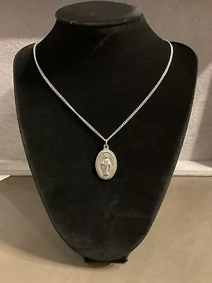 Vintage Catholic Virgin Mary Pendant Medallion & 23 3/4” Necklace Religious  • $9.99