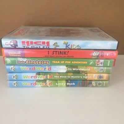 $7.99 • Buy PBS/Scholastic Kids Lot Of 6 DVDs Word World-Little Einstein-I Stink-Kick To Get