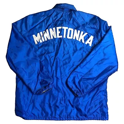 Vintage Minnetonka Jacket Satin High School MN Minnesota Coat Size Large Blue • $19.97