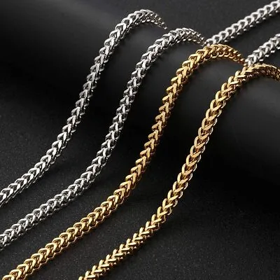 Unisex Stainless Steel Fransco Link Chain Solid Square Box Necklace 2.5MM 4MM • $10.33