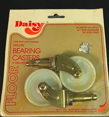 $10.95 • Buy Vintage Nylon Bearing Light Weight Floor Casters Load Weight 60lbs Each-2  Stem