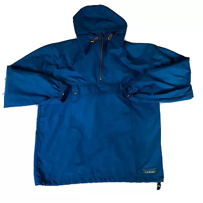 L.L. Bean Men’s Medium Tall Anorak Jacket Blue Hooded Size Mt • $19.01