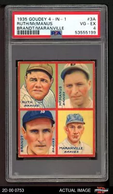 1935 Goudey 4-in-1 Babe Ruth Braves HALL-OF-FAME PSA 4 - VG/EX • $6540