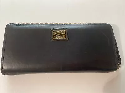 Vintage Black  Leather Coach Poppy Zip Around Long Wallet Phone Case • £24.11