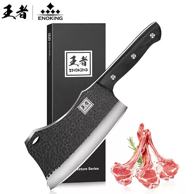 ENOKING 7.1in Meat Cleaver Knife Hand Forged High Carbon Stainless Steel Butcher • $19.99