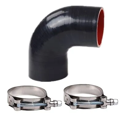 4  102mm 90 Degree Elbow Silicone Hose Turbo Intake Pipe Black-red With 2 Clamps • $16.88
