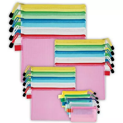 A6/A5/A4/B4 Mesh Zip File Bag Office Document Folder Protective Storage Assorted • £11.39