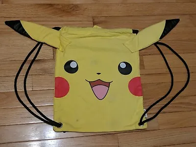 $9.99 • Buy Pikachu Drawstring Cloth Costume Backpack Nintendo Pokemon W/ Ears Yellow