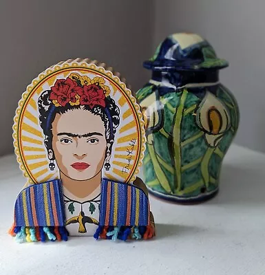 Frida Kahlo  And Vintage Terracotta Cala Lilly Vase From Mexico7.5  & 9  Tall • $28.95