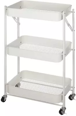 Urban Shop 3 Tier Foldable Metal Rolling Storage Utility Cart No Tools Assembly • $49.89