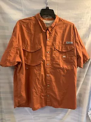 Columbia PFG Shirt Mens 2XL Orange Rust Vented Fishing Short Sleeve Lightweight • $15.99