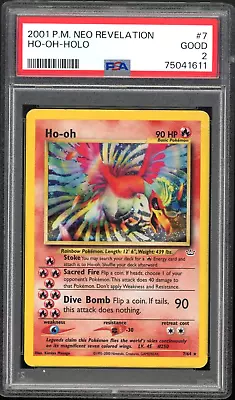 Pokémon TCG Ho-oh Neo Revelation 7/64 Holo Unlimited Holo Rare PSA 2 Good • $74.95