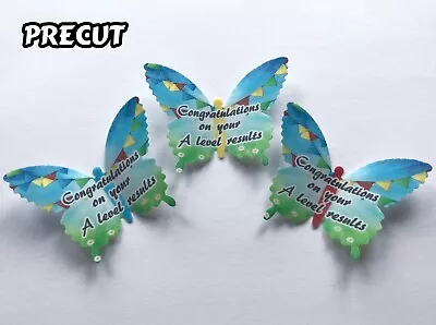 12 Congratulations A Level Results Exams Wafer Butterflies Cupcake Cake Toppers • £3.55