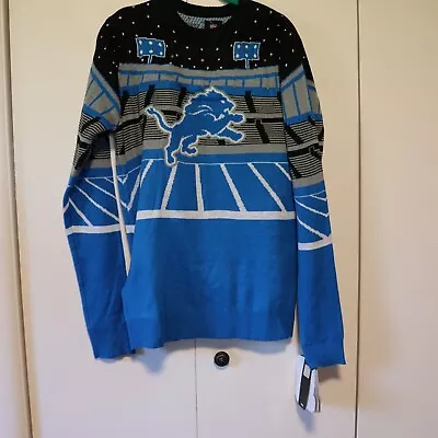 NFL NWT Light Up Musical Ugly Christmas Sweater Detroit Lions Size S Football • $65