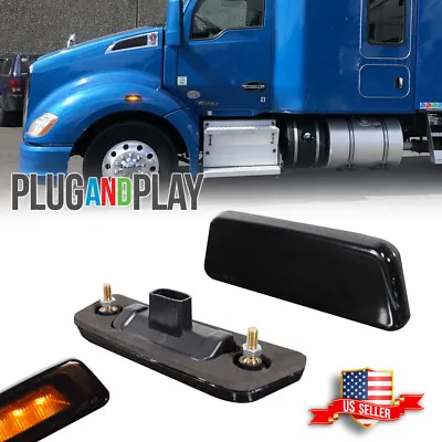 For Kenworth T680 Peterbilt 567 Smoke Amber LED Indicator Side Marker Light 2pcs • $24.99