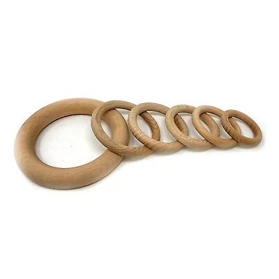 £2.59 • Buy Wood Circle 15mm-100mm Unfinished Wooden Rings DIY Teething Ring Baby Teethers