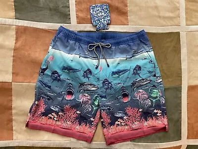 Peter Millar Seaside Ocean Traffic Stretch Swim Trunks Shorts L Mens NEW • $29.92