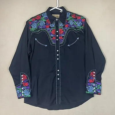 Scully Shirt Mens Medium Black Western Gunfighter Embroidered Snap Adult NWOT • $83