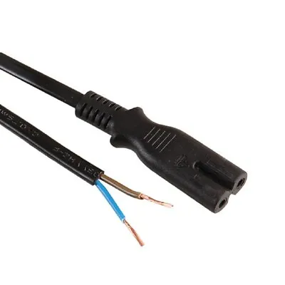 £2.99 • Buy 3m Bare Ends 2 Pin Figure Of 8 Power Lead Cable C7 Fig Straight Connector Black