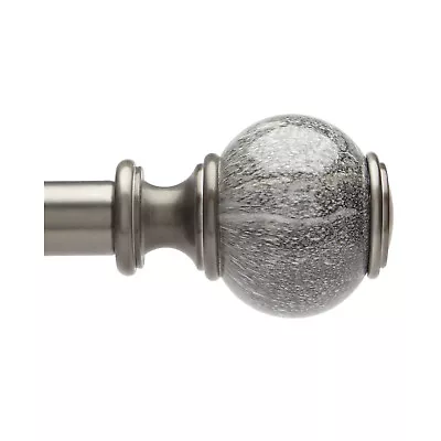 72 - 144 In Liz Claiborne Geneva Marble Ball 1  Adjustable Curtain Rod - Pewter • $49.99