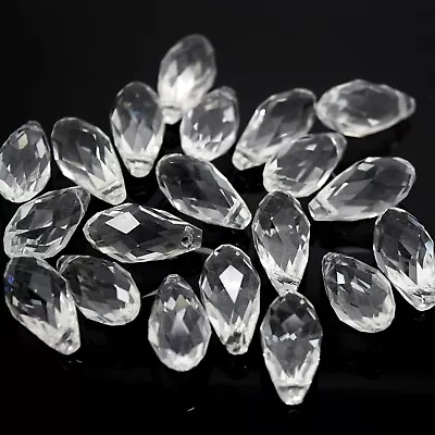 £3.20 • Buy 20 X Faceted Glass Teardrop Briolette Pendants 20x10mm - Clear