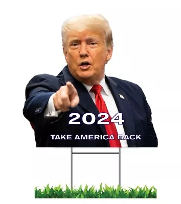 TRUMP 2024 TAKE AMERICA BACK 12 X12  YARD SIGN WITH STAKE Politics MADE IN USA • $11.99