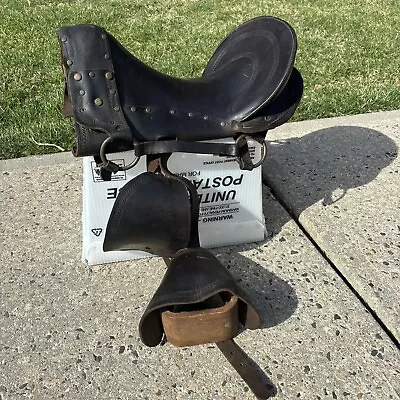 Antique Vintage Leather Western Saddle - Read Description • $79.99