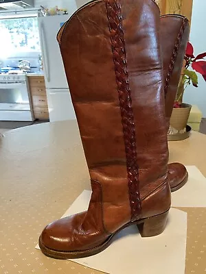 FRY Vintage Campus Braided/woven Strip Leather Boot Size 10. Very Good Condition • $100