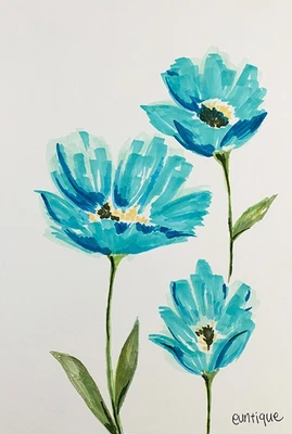 $15 • Buy EUNTIQUE - Original Flower Painting By American Artist EUNTIQUE