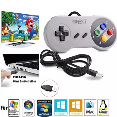 INNEXT SNES USB Gamepad Remote Wired Controller For PC Mac Windows Raspberry Pi • $6.98