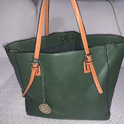 US Polo Assoc Purse Tote Bag HORSE LOGO Green Equestrian Faux Leather USPA 17x10 • $18