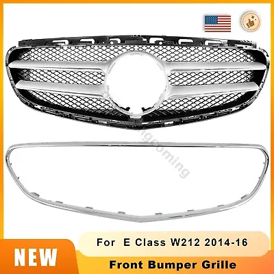 Fit For Mercedes E Class W212 14-16 Front Center Grille Radiator Grill W/Chrome • $80