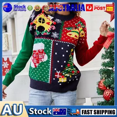 Women Basic Jumpers Long Sleeve Christmas Style Casual Crew Neck Vacation Outfit • $23.40