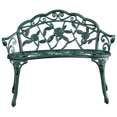 Outdoor Metal Bench Patio Garden Bench Cast Aluminium Bench Floral Rose Lawn • $99.99